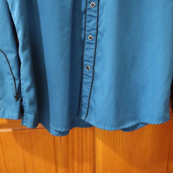 Scully Vintage Blue Western Pearl Snap Rockabilly Mens Snap Button Shirt LG - Picture 5 of 16